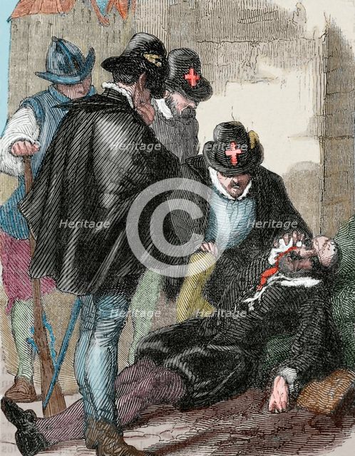 Assassination of admiral Gaspard II de Coligny (1519-1572), St Bartholomew's Day massacre, 1572. Creator: Unknown.