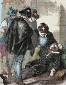 Assassination of admiral Gaspard II de Coligny (1519-1572), St Bartholomew's Day massacre, 1572. Creator: Unknown