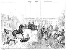 Assassination of Alexander II.: sketch showing exactly how the Emperor was attacked, 1881. Creator: Unknown