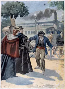 Assassination of Elisabeth of Bavaria by Luigi Lucheni, 1898. Artist: Anon