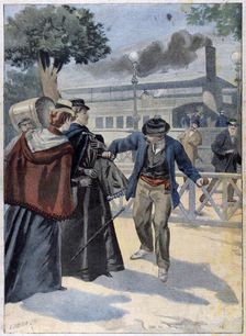 Assassination of Elisabeth of Bavaria by Luigi Lucheni, 1898. Artist: Anon