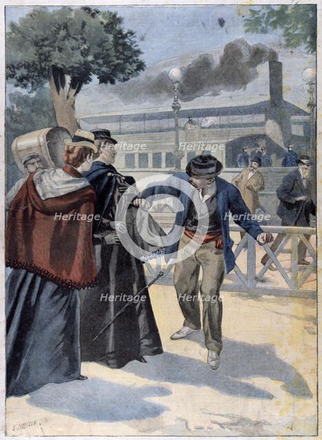 Assassination of Elisabeth of Bavaria by Luigi Lucheni, 1898. Artist: Anon