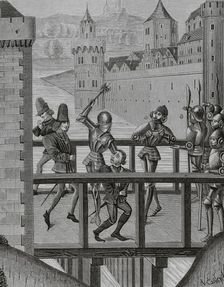 Assassination of John the Fearless, (1371-1419), Duke of Burgundy...on 10 September, 1419, (1878). Creator: Unknown