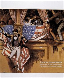 Assassination of President Lincoln by John Wilkes Booth on April 14, 1864, engraving from Le Pe…