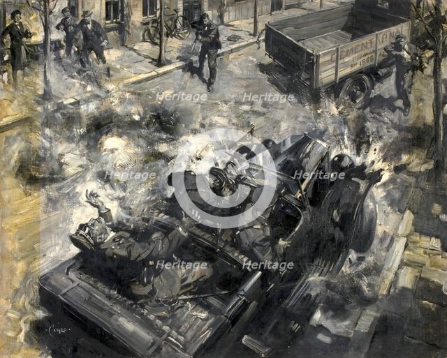Assassination of Reinhard Heydrich, c1942. Creators: Central Office of Information, Terence Tenison Cuneo.