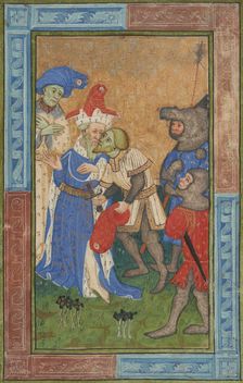 Assassination scene - miniature from a manuscript, about 1420. Creator: Master of Trinity College Ms. B.11.7