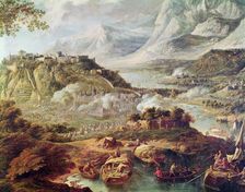 Assault to a fort, detail of a painting