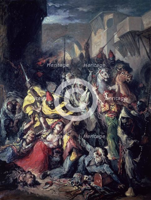  'Assault of the moors to a Jewish neighbourhood', by Francisco Lameyer.