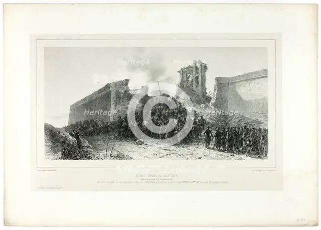 Assault of bastion no.8, from Souvenirs d’Italie: Expédition de Rome, published December, 1860. Creators: Hippolyte Lalaisse, Auguste Bry, Chez Frères Gihaut.
