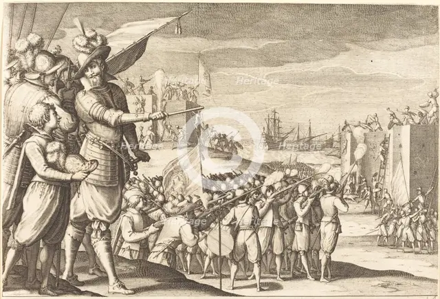 Assault on Two Fortresses, c. 1614. Creator: Jacques Callot.