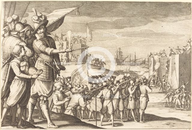 Assault on Two Fortresses, c. 1614. Creator: Jacques Callot.