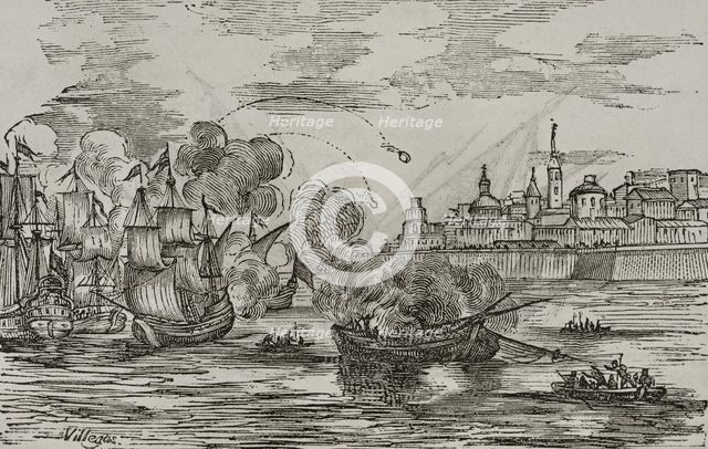 Assault on Cadiz, 1797, (1851). Creator: Unknown.