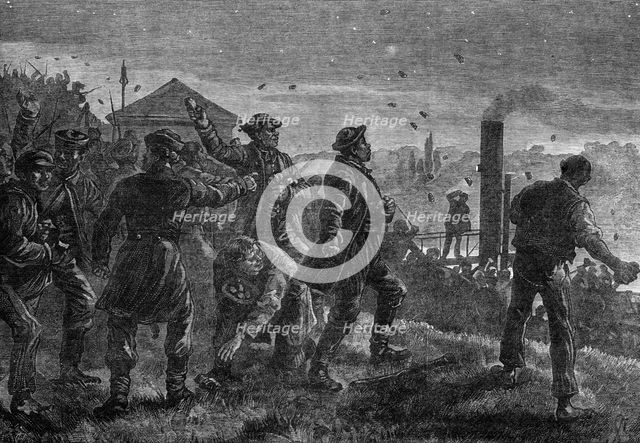 Assault on German students by Slavs at Kuchelbad, near Prague, 1881. Creator: Unknown.
