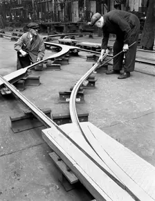 Assembling trackwork in an ICI factory, Sheffield, South Yorkshire, 1963. Creator: Michael Walters