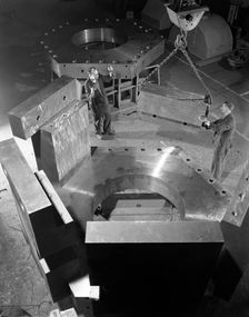 Assembling a bubble chamber at the Edgar Allen Steel Co, Sheffield, 1964. Artist: Michael Walters