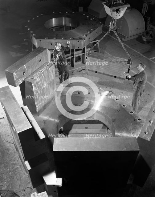 Assembling a bubble chamber at the Edgar Allen Steel Co, Sheffield, 1964.  Artist: Michael Walters