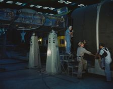 Assembling Liberator Bomber, Consolidated Aircraft Corp., Fort Worth, Texas, 1942. Creator: Howard Hollem