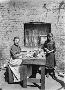 Assembling match boxes at home, 1900s. Creator: John Galt