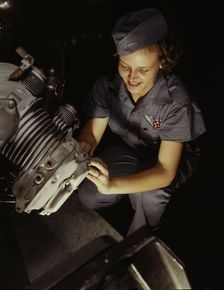 Assembly and Repairs Dept. mechanic Mary Josephine Farley works..., Corpus Christi, Texas, 1942. Creator: Howard Hollem