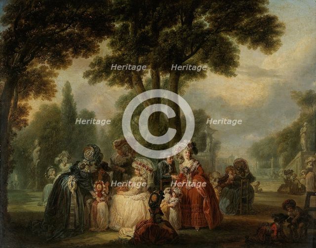Assembly in a park, c1785. Creator: Francois Louis Joseph Watteau.