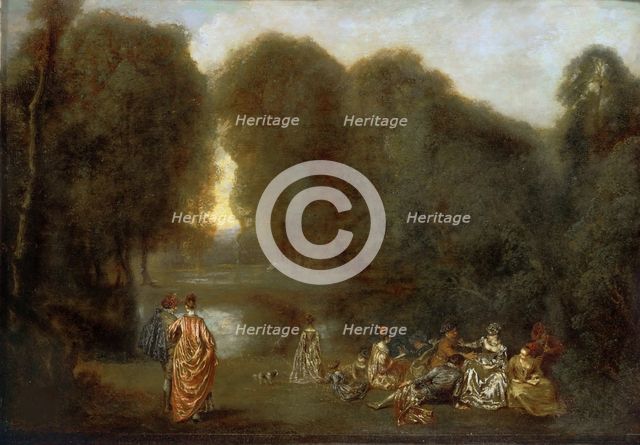 Assembly in a Park, ca 1717.