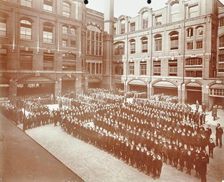 Assembly in the playground, Jews Free School, Stepney, London, 1908