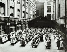 Assembly in the playground, Jews Free School, Stepney, London, 1908
