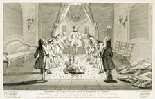 Assembly of Freemasons for the initiation of a master, c1733. Creator: Unknown