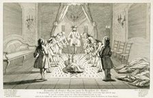 Assembly of Freemasons for the initiation of a master, c1733