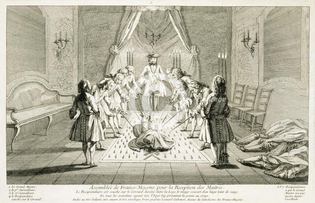 Assembly of Freemasons for the initiation of a master, c1733. Artist: Unknown