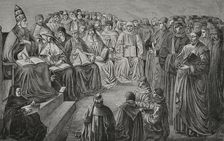 Assembly of prelates and doctors of the church held in Anagni, (Italy) in 1256, (1877). Creators: Etienne Huyot, Jules Jean Marie Joseph Huyot