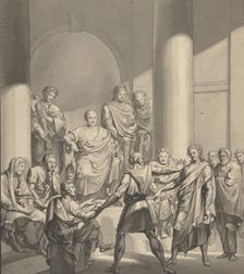 Assembly of Roman Figures, from Regulus, a play by Collin, 19th century. Creator: Franz von Hauslab