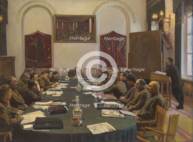 Assembly of the Revolutionary Military Council of the USSR, Chaired by Kliment Voroshilov. Artist: Brodsky, Isaak Izrailevich (1884-1939)