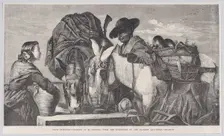 Asses Drinking, from "Illustrated London News", March 13, 1858. Creator: Henry Duff Linton
