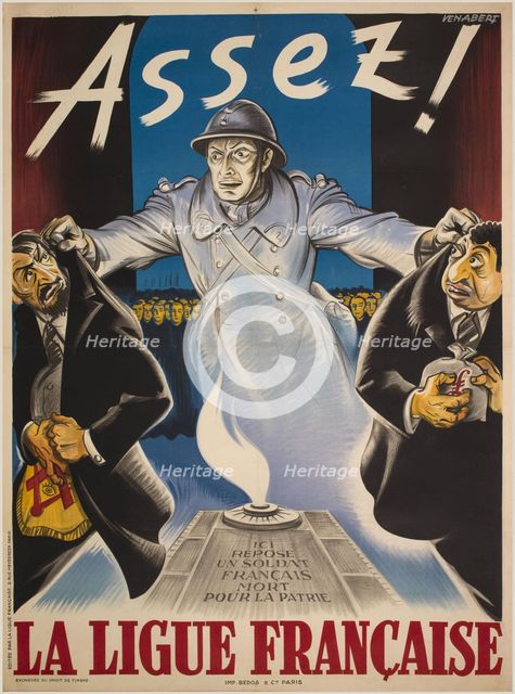 Assez! Ici repose un soldat français mort pour la patrie. La ligue Française, 1942. Creator: Venabert (active 1920s-1930s).