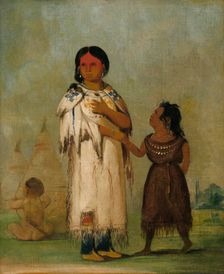 Assiniboin Woman and Child, 1832. Creator: George Catlin