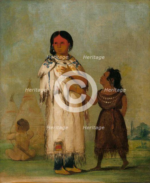 Assiniboin Woman and Child, 1832. Creator: George Catlin.