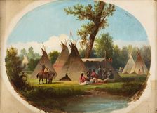 Assiniboin Encampment on the Upper Missouri, between 1860 and 1870. Creator: John Mix Stanley