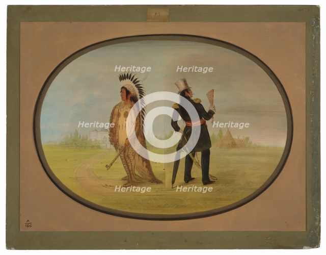 Assinneboine Chief before and after Civilization, 1861/1869. Creator: George Catlin.