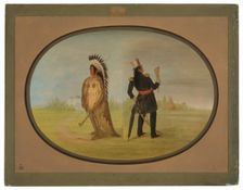 Assinneboine Chief before and after Civilization, 1861/1869. Creator: George Catlin