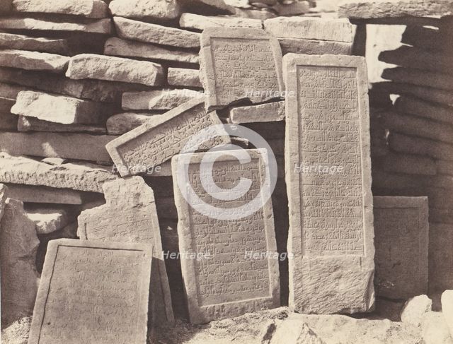Assouan, Cimetière Arabe - Inscription Funéraires, 1851-52, printed 1853-54. Creator: Félix Teynard.