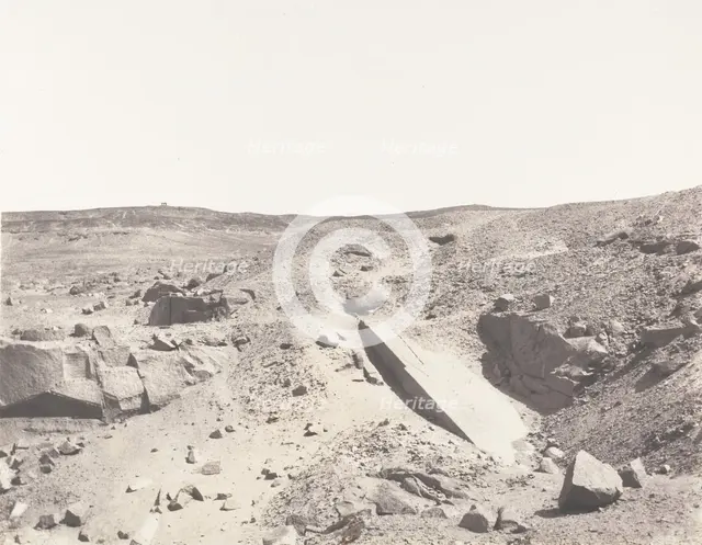 Assouan (Syène), Carrières de Granit - Ancien Système d'Extraction, 1851-52, printed 1853-54. Creator: Félix Teynard.