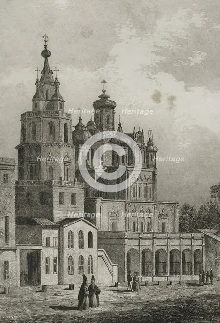 Assumption Church in Pokrovka Street, Moscow, Russia, 1839. Creator: Augustin François Lemaitre.