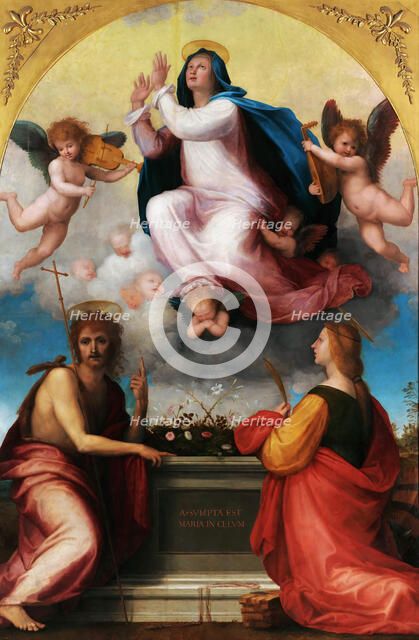 Assumption of the Virgin with Saint John the Baptist and Saint Catherine of Alexandria, c. 1516. Creator: Bartolommeo, Fra (1472-1517).