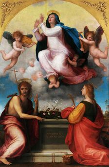 Assumption of the Virgin with Saint John the Baptist and Saint Catherine of Alexandria, c. 1516. Creator: Bartolommeo, Fra (1472-1517)