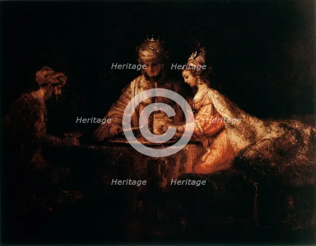 'Assuerus, Haman and Esther', 1660. Artist: Rembrandt Harmensz van Rijn    