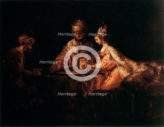 'Assuerus, Haman and Esther', 1660. Artist: Rembrandt Harmensz van Rijn    