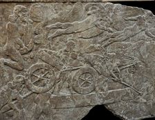 Assyrian army crosses a river, 885-860 BC. Creator: Assyrian Art