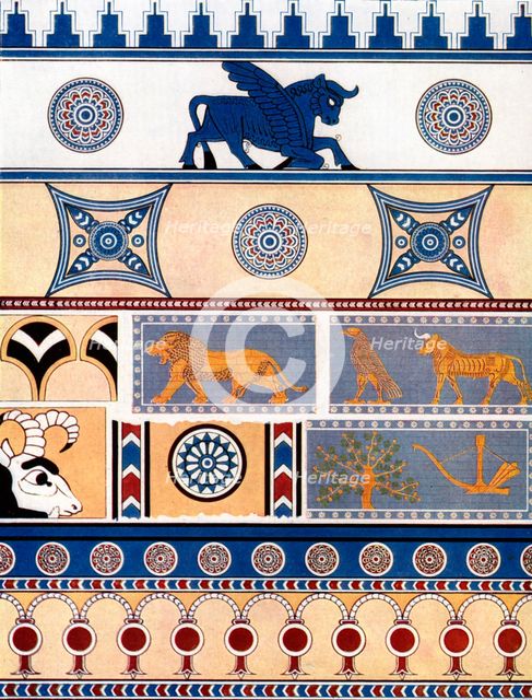 Assyrian brick and tile design, 1933-1934. Artist: Unknown