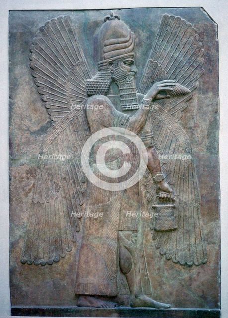 Assyrian relief of a genie protector, from the palace of Sargon II at Khorsabad. Artist: Unknown